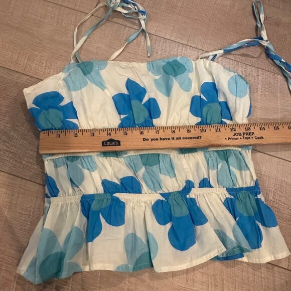 ALTAR'D STATE JUNIOR WOMENS BLUE FLORAL SPAGHETTI STRAP SHIRT SMALL - Picture 4 of 7